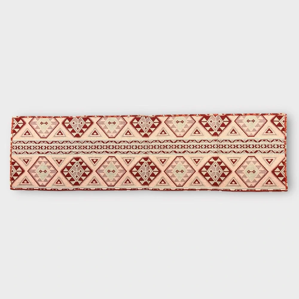 SOUTHWEST boho tribal Aztec table runner red & cream tones size 52” x 15”